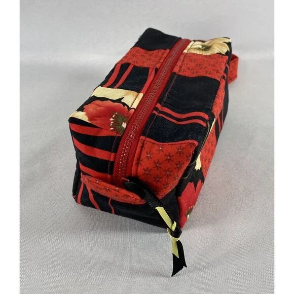 SOKA Mini Cosmetic Bag Minimalist Purse Handmade Rectangular Red & Black New! - Picture 2 of 10